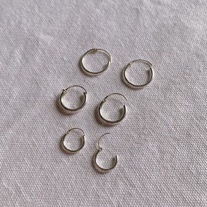 Sterling Silver Huggie Hoop Set